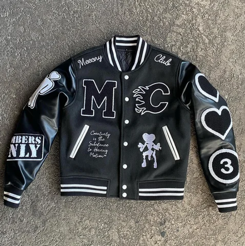 Custom Manufacturer High Quality Embroidery Leather Sleeves Letterman Cotton wadding interlining Varsity Jackets for men