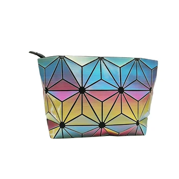 Rainbow Geometric Shoulder Bag Plaid Hologram Handbag Party Purse Women