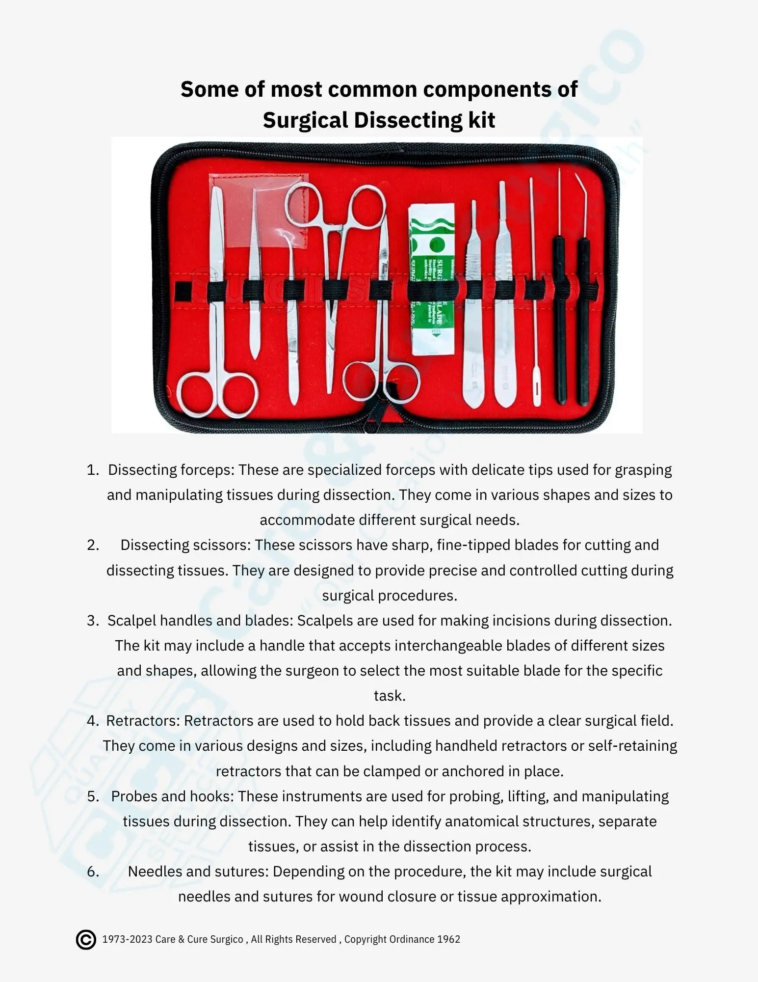 Care & Cure Surgico Sialkot Maker Advanced Dissecting Dissection Kit