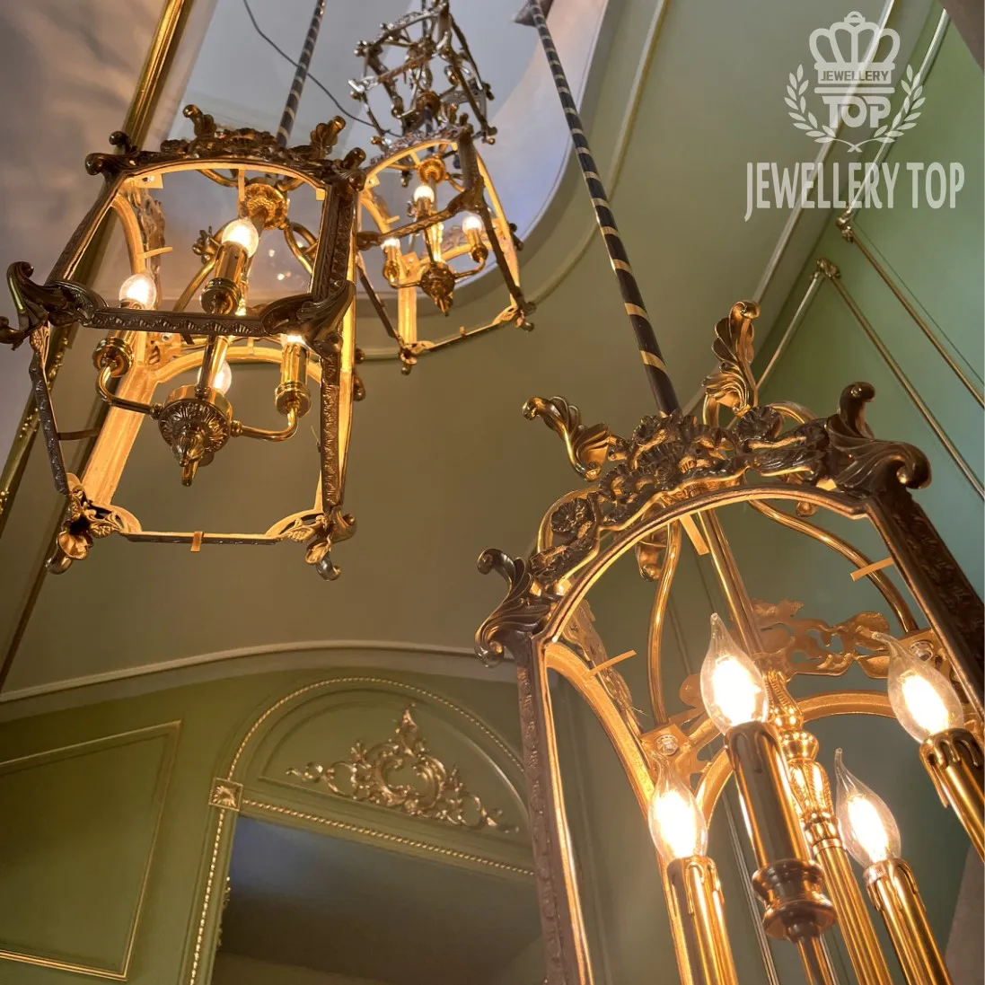 Jewellerytop Neoclassical Lighting Design Customizable Victorian Royal Style Stairwell Luxury Brass Crystal Chandelier