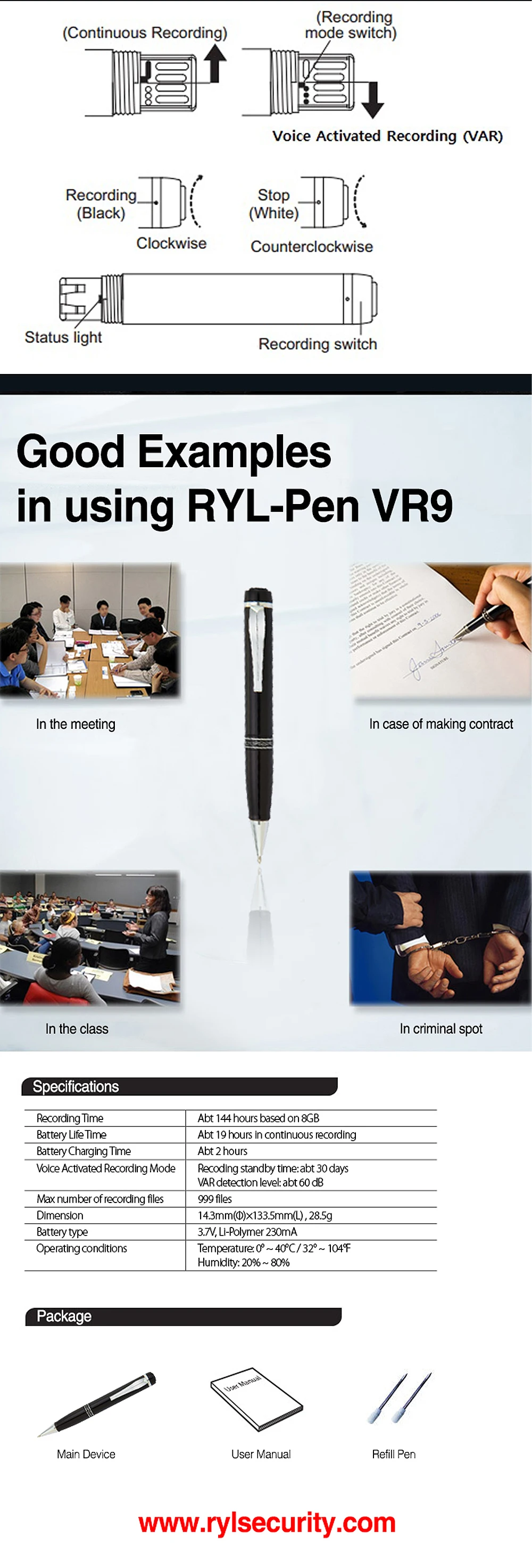 Mini Recording Device Pen Type Pen Vr9 Save Meetings And Lectures Ultra