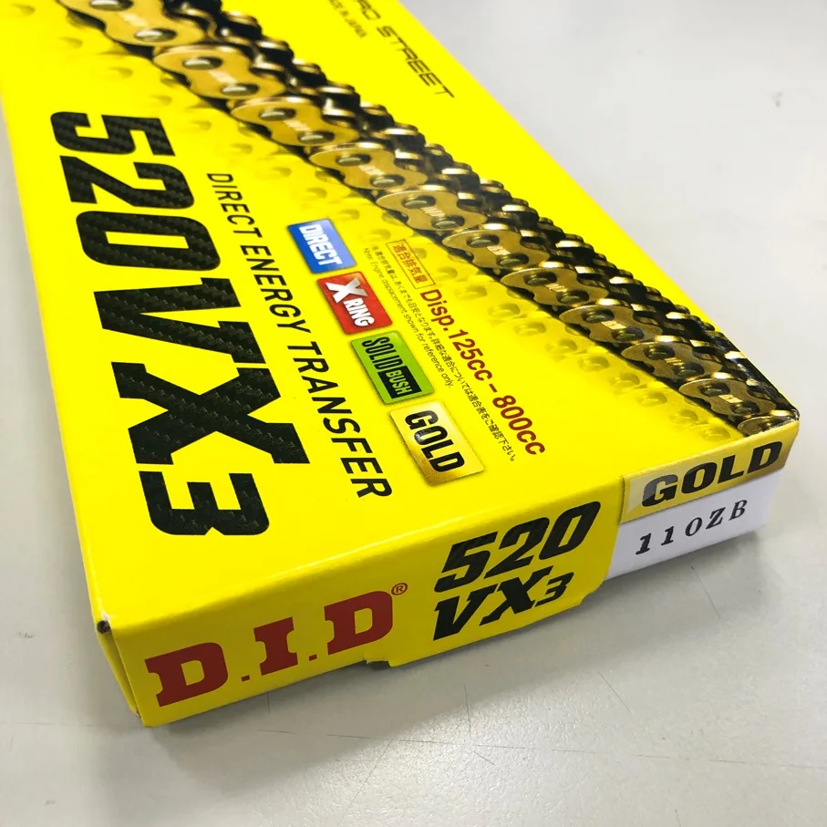 Japan DID モーターサイクルゴールドチェーン 520VX3 X 110ZB Xリング