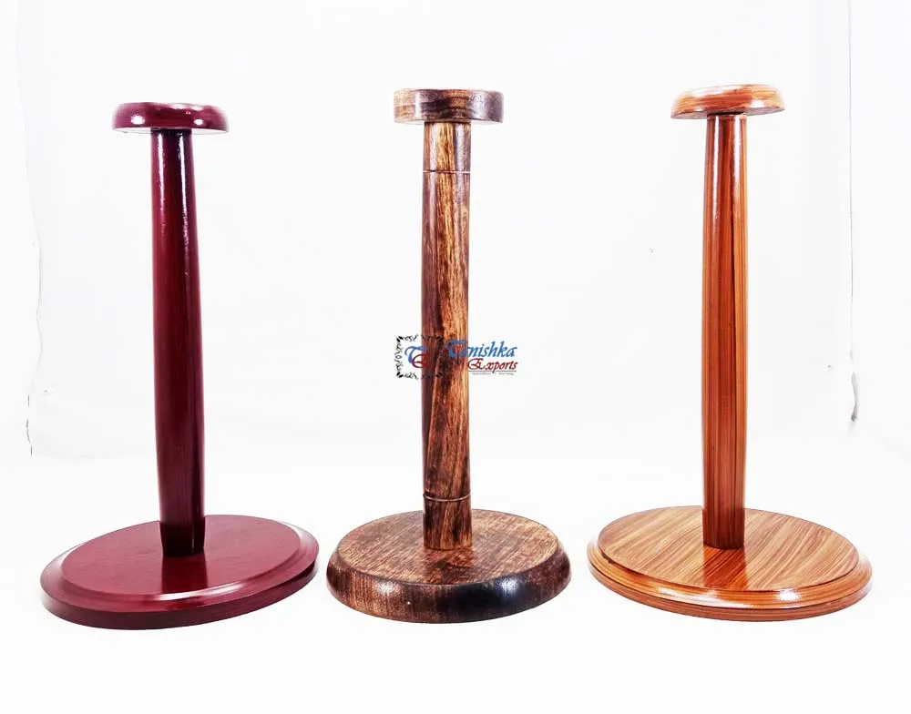 Wooden Helmet Stand Solid And Sturdy Wooden Display Hat Stand For