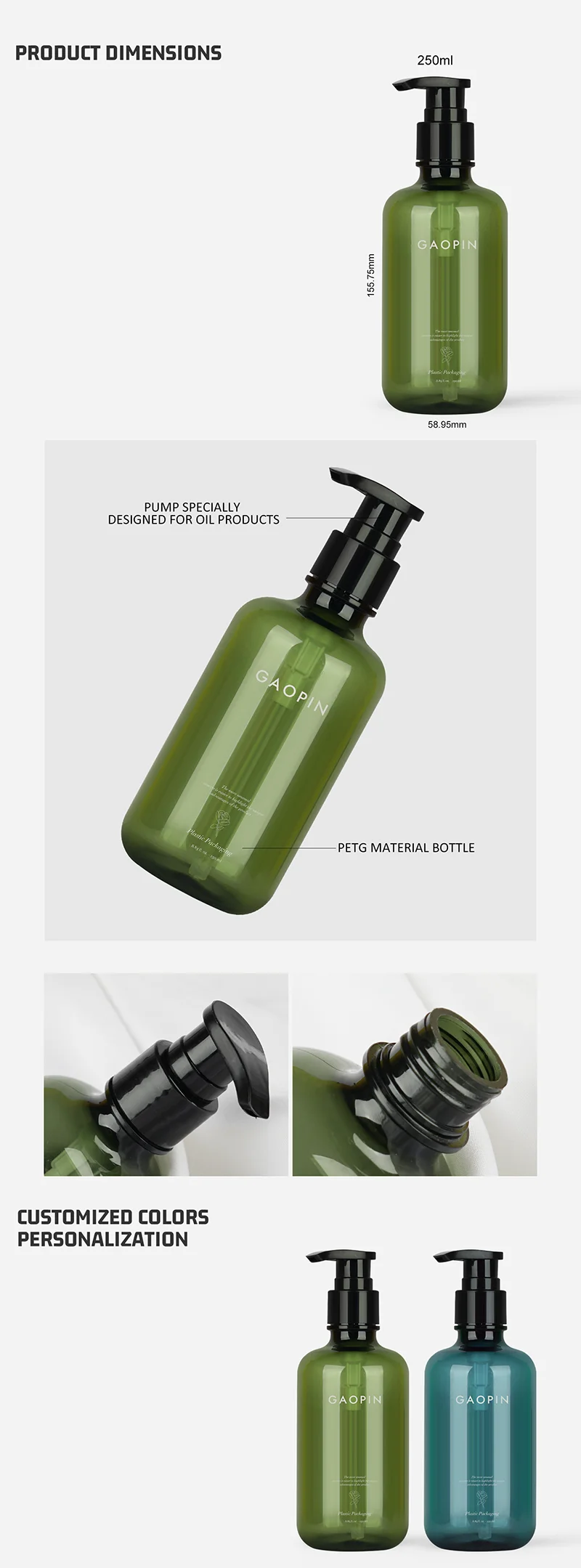 Wholesale Eco Friendly 250ml Petg Body Lotion Container Clear Plastic