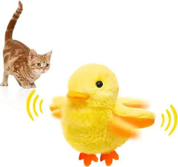 Rechargeable Touch Activated Duck Cat Squeaking Catnip cute kitten plush toy Interactive Cat Toys for Cats/Kittens