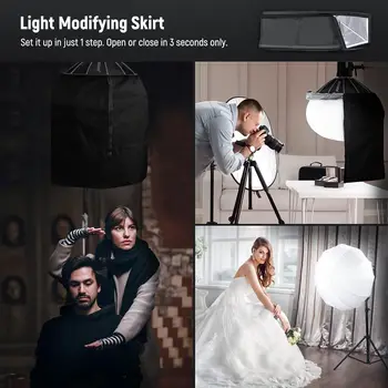NEEWER 20"/50cm Lantern Softbox One Step Quick Release, 360 Light Diffuser with Skirt, Bowens Mount for Video Light CB60 CB100 detail image