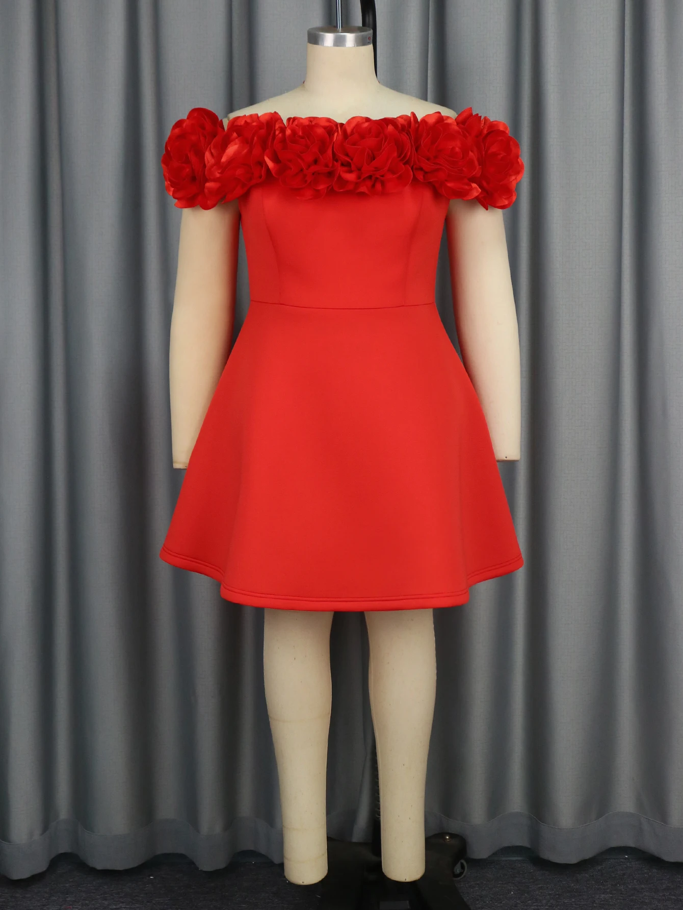 strapless open back dress Cherry Red Off Shoulder Women Mini Leather Dress
