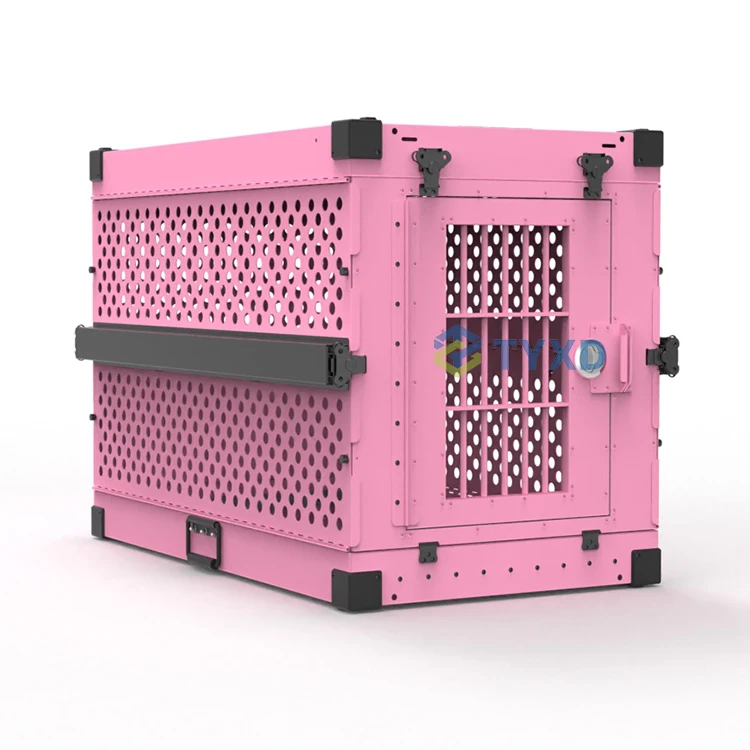Aluminium Pink Collapsible Dog Crate Heavy Duty Sustainable