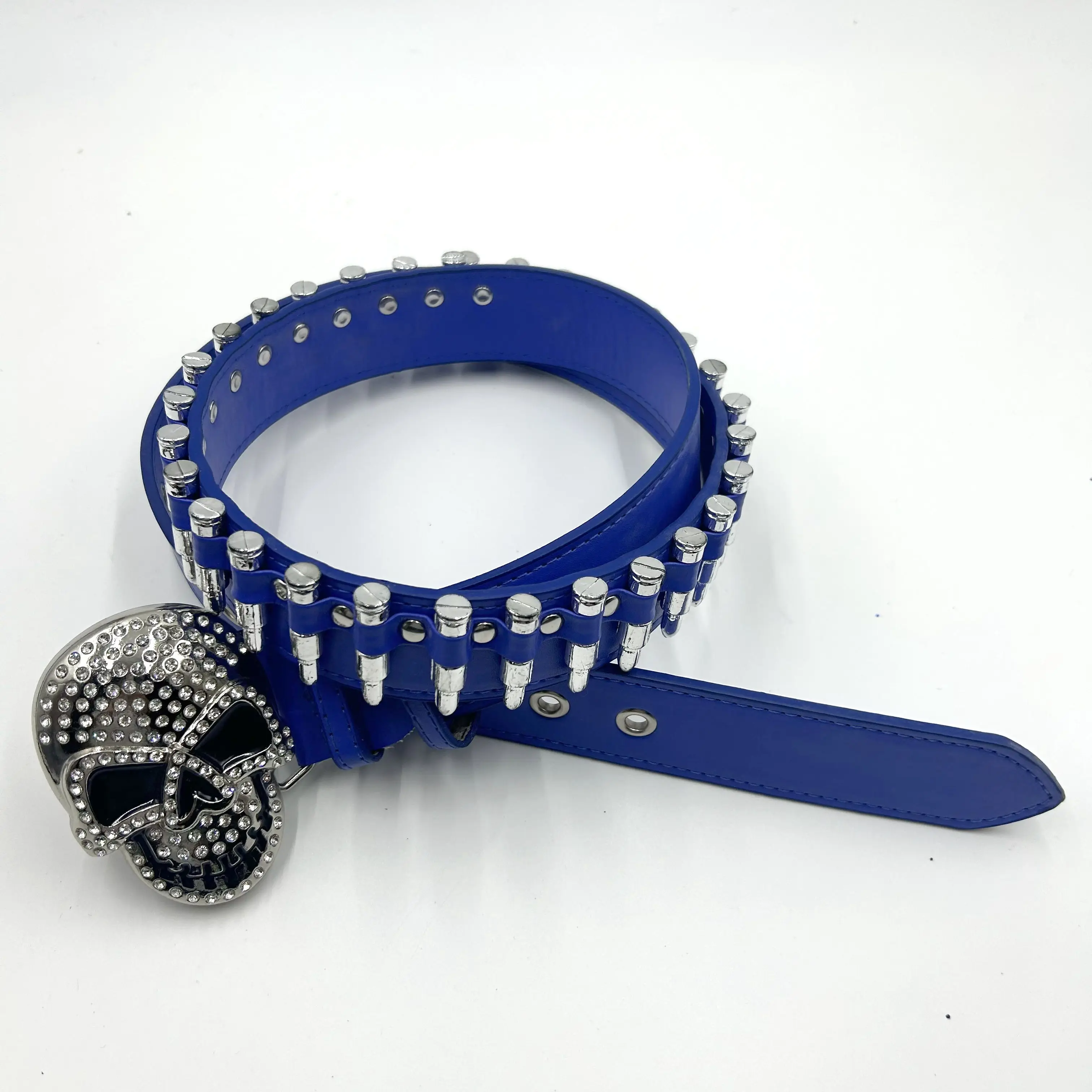 PU Leather Rhinestone Belt with Skull Buckle for Western Fashion HNZVWH Studded Rhinestone Y2k Belt With Skull Buckle Gothic  main image 3