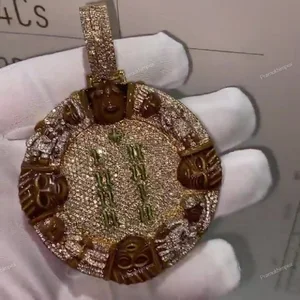 Manufacturer Custom Iced Moissanite Hip Hop Pendant High Quality Pass Diamond Tester Fine Jewelry Unisex Party Gold Plated