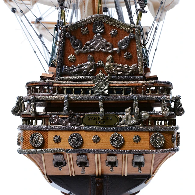 Wooden San Felipe Ship Model from Vietnam for Home Decoration Gift Item Handmade Wood Craft Display Boat (71.1Lx24.1Wx66H Cm)