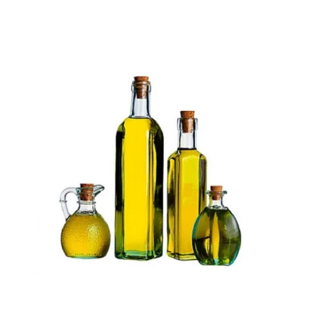 Разные растительные масла. Подсолнечное масло на белом фоне. Кипрское масло.
