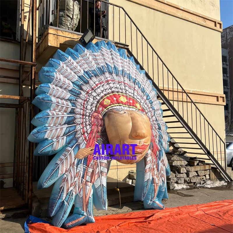4.5 m Customized Inflatable Indian Head Sculpture,inflatable Tribe Girl Character Balloon for Sale