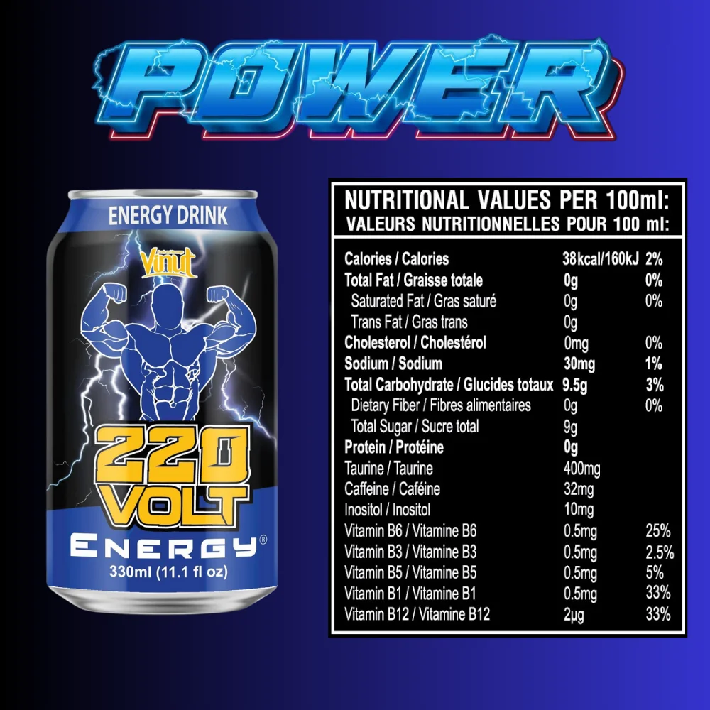 Tanpa gula lemak rendah 330ml Volt energi air minuman produsen minuman dari  Vietnam gratis sampel Label pribadi