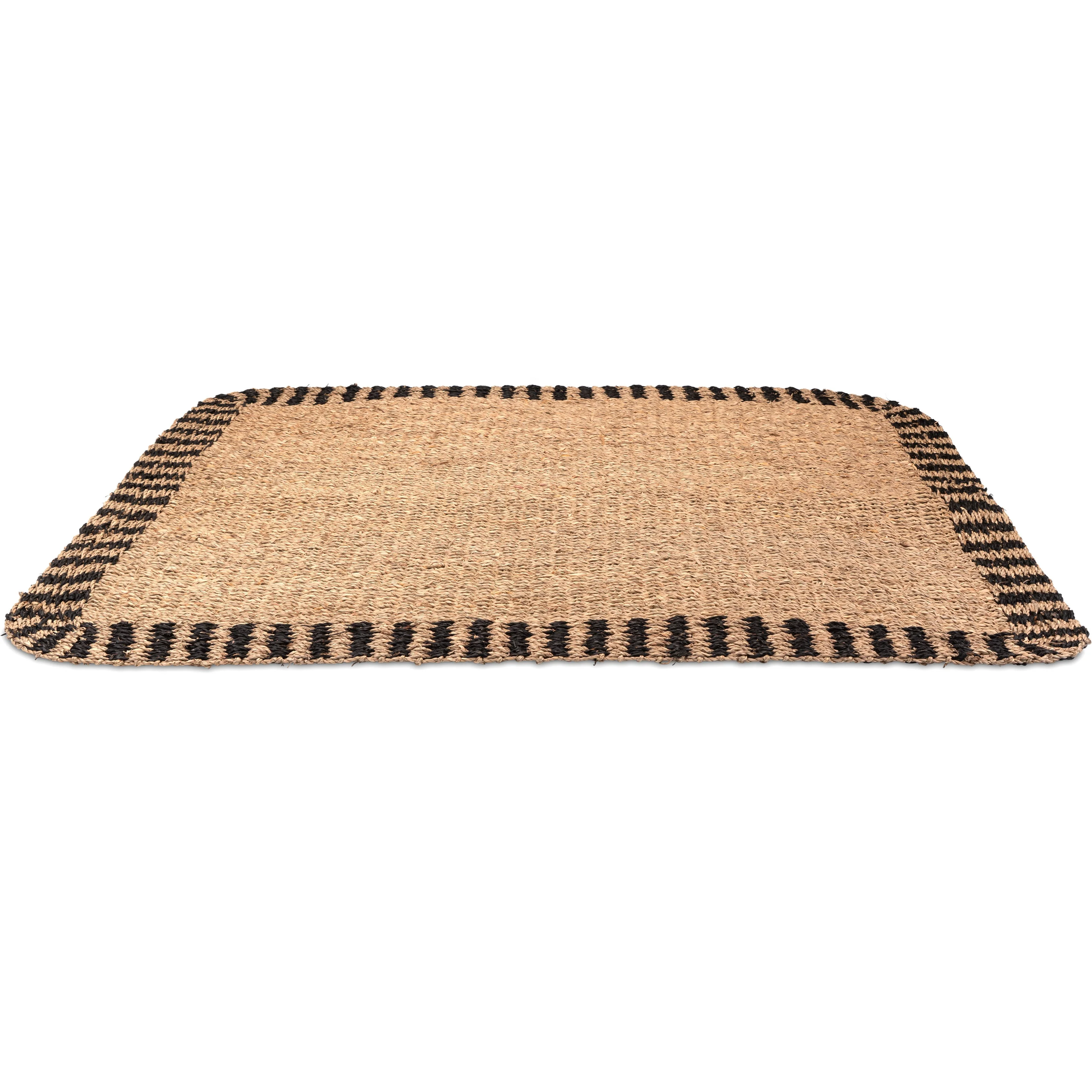 Rectangle Seagrass Carpet With Rounded Corners Natural Fiber Braided