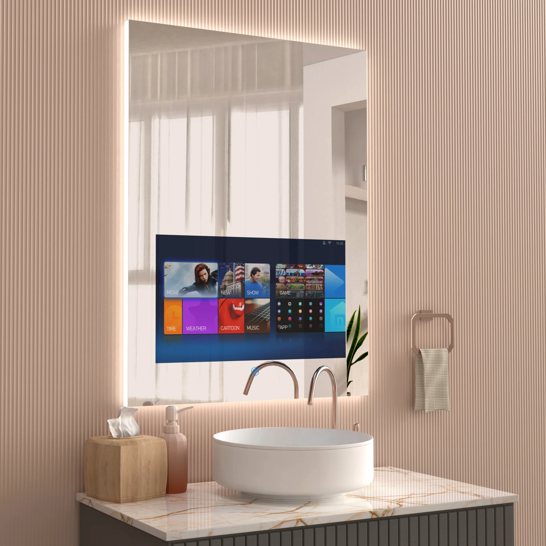 Smart Lighted Mirror with Touch Screen TV - 2 in 1 Mirror TV