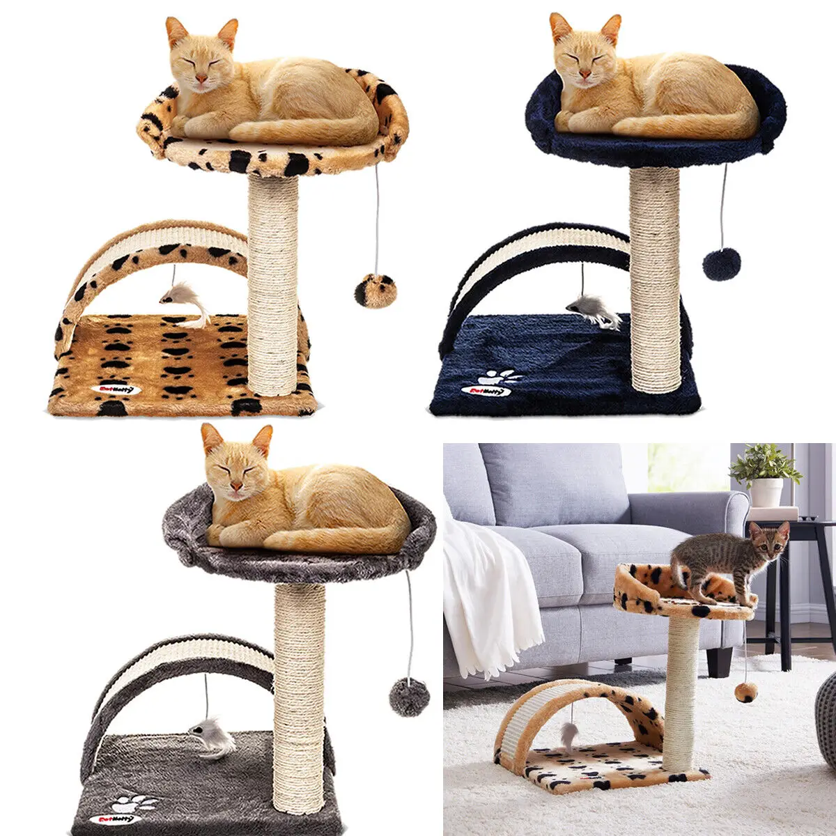 Cat Scratching Post Bed Activity Sisal Play Scratcher Tower Kit Buy