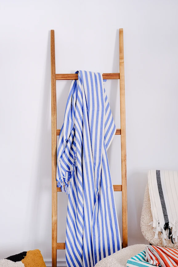 Turkish Towel Blue Striped Peshtemal Beach Towel Set Home Textiles Bath ...
