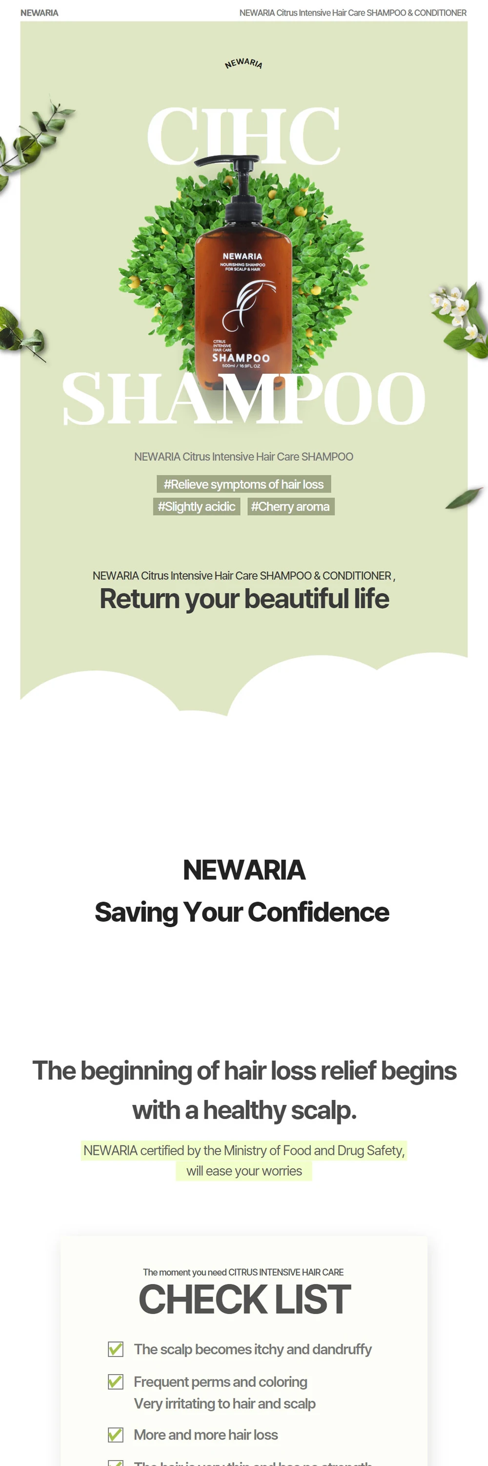 Hair Care Products Newaria Citrus Intensive Hair Care Shampoo Cherry