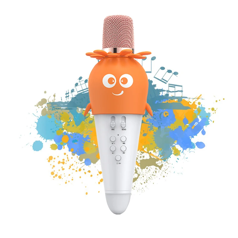 Cartoon Model Reverb Sound Children Wireless Handheld Kids Microphones with Speaker