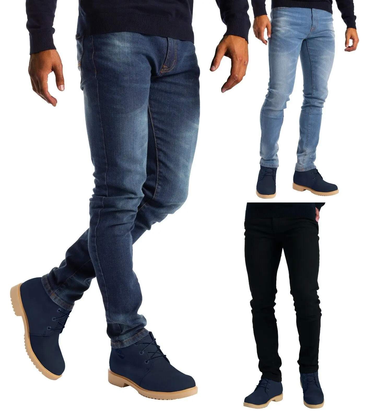 Pantalons extensibles en gros mode mince décontracté denim hommes maigre grande taille pantalon jeans tissu_voghion.com