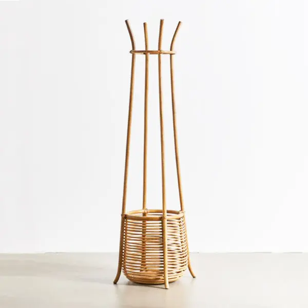 Natural Woven Rattan Clothes Hanging Rack Eco-friendly Clothes Stand ...