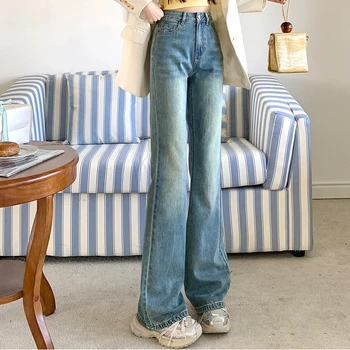 Lady Flare Straight Casual Jeans Comfort Cotton Denim Vintage Design ...