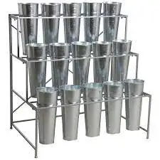 Flower Display Stand with 12 Pcs Flower Buckets 3 Tier Plant Stand with 4 Wheels Cart for Indoor Outdoor Planter with Stand