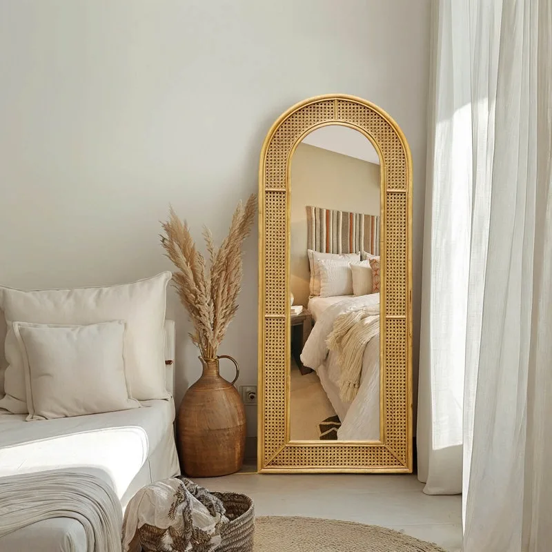 Vintage Modern Luxury Rattan Mirror - Perfect Decor Piece
