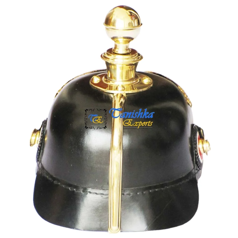 Немецкий шлем из Имперской кожи с длинным шипом, прусский шлем с латунной пластиной из агата для немецкого военного офицера