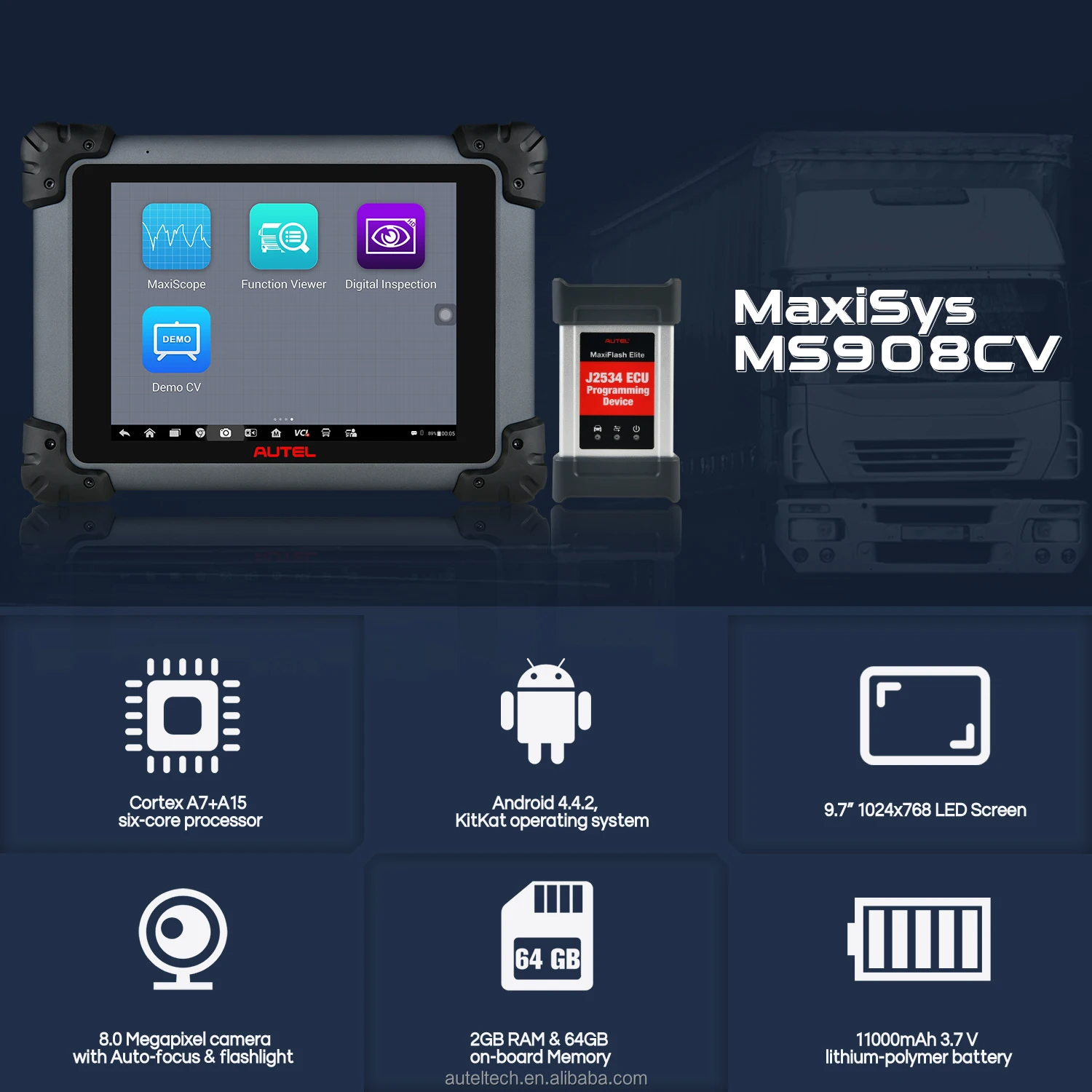Autel Maxisys Ms908cv Truck Scanner Heavy Duty Diagnostic Tool Autel