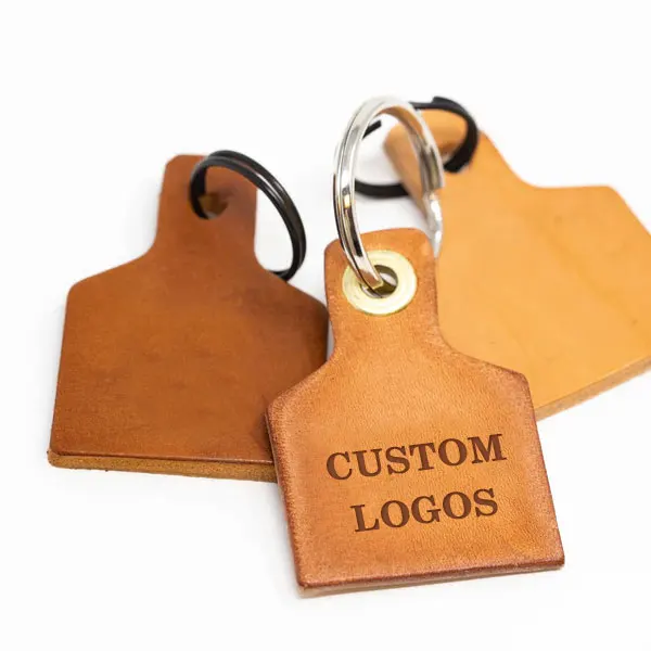 Handmade Leather Ear Tag Key Chains Personalized With Your 