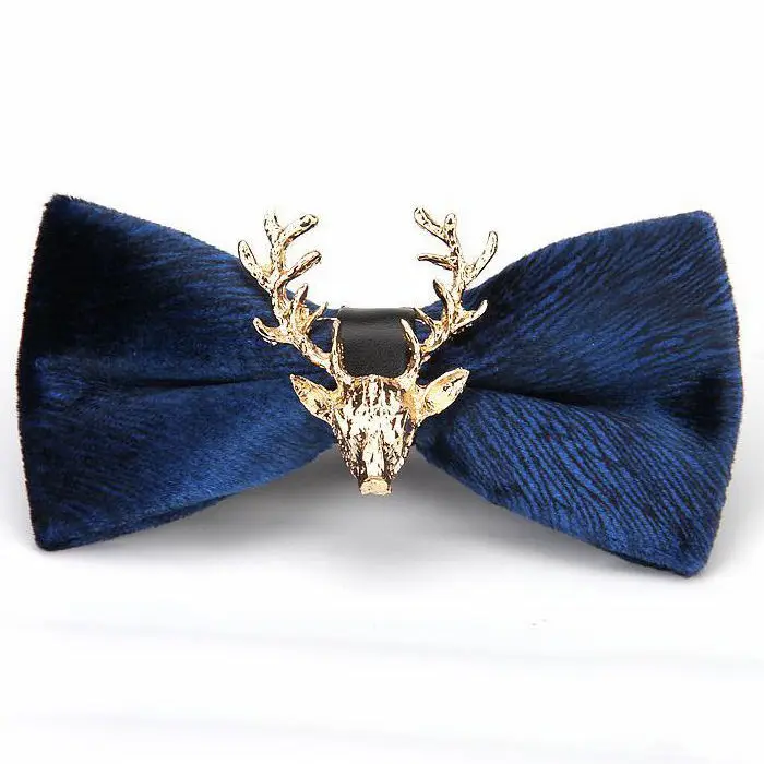 Plain Dyed Velvet Pre-Tied Christmas Bow Tie with Needle Detection for Party and Festive Style