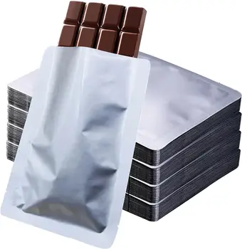 Three Sides Seal Pure Aluminum Foil Mylar For Chocolate Bar Wrap Mushroom Gummy Packaging Reusable