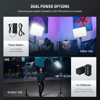 NEEWER 2 Pack NL-288ARC Bi-Color LED Panel Light Stand Kit product image