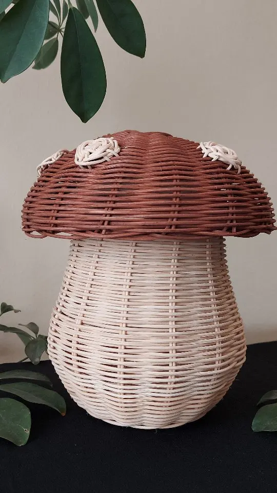 Panier à Champignons, Panier De Rangement En Rotin Pour Enfants, Tissé à la Main, Panier Décoratif En Forme De Gland, Sac Pour Garçons Et Filles, Accessoires De Photographie(large handbag