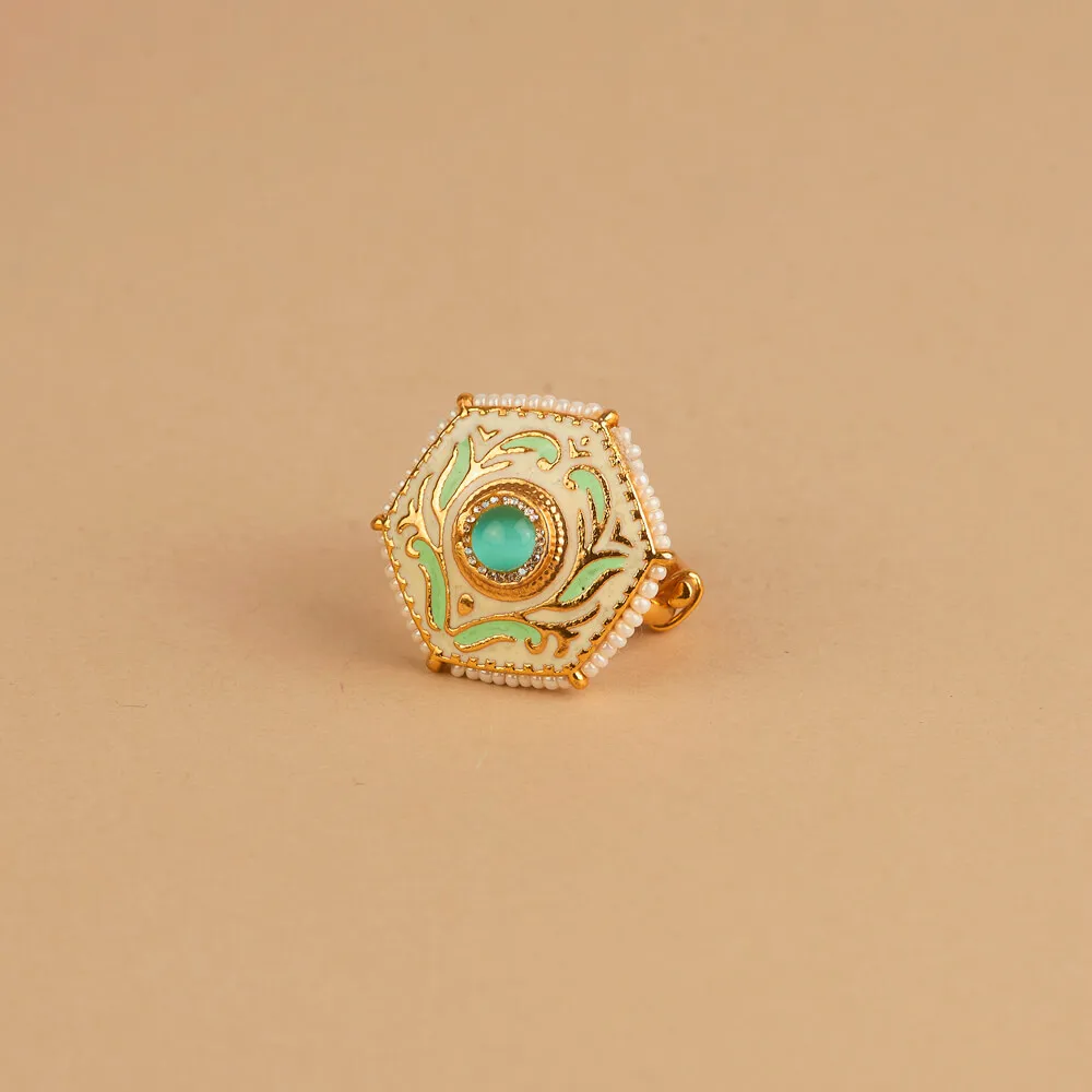Latest Handmade Export Quality Gold Plated Antique Meenakari Finger Ring Classic Fashion Rings
