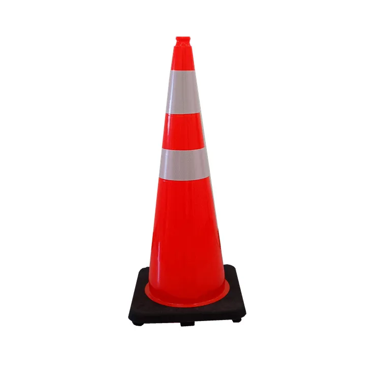 USA type flexible soft 36 inches PVC Safety Road Traffic Cone with black rubber base 4.2kg