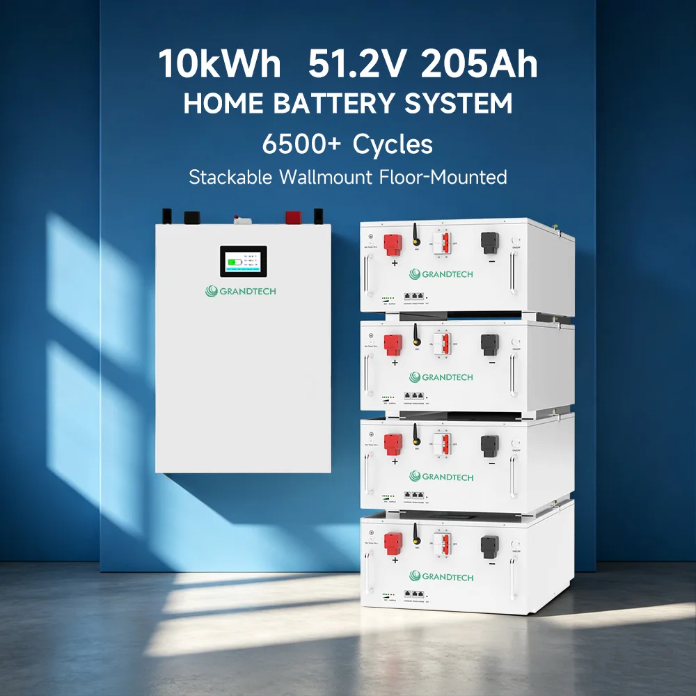 Baterías GRANDTECH de buen precio, LFP de 51,2 V y 100 Ah / 200 Ah, montaje dividido en bastidor, comunicación CAN, batería LiFePO4 de 10 kWh para energía solar