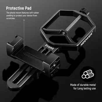 NEEWER Metal Telescope Phone Mount, 2.09"-3.54" Universal Cell Phone Mount for Spotting Scope Telescope Microscope Binocular detail image