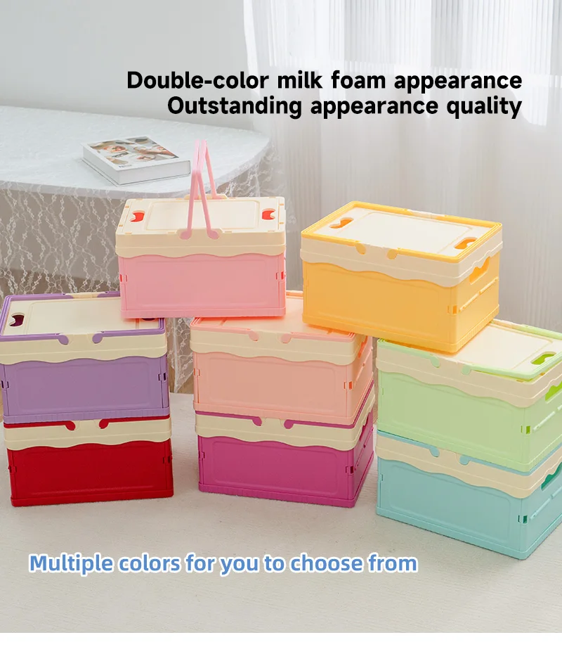 item no6008 new arrival large size household durable reliable stackable plastic folding collapsible storage crate with lid and handle-4