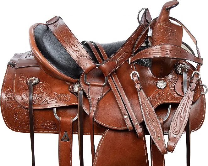 Handmade Indian 100 Leather Horse Western Saddle Style Origin Place ...
