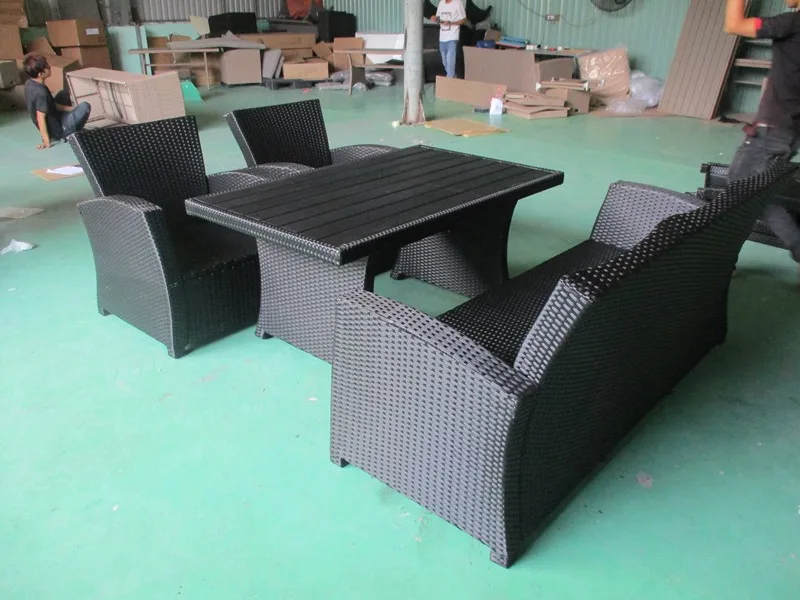 Rattan Sofa Set With Corner Sofa And Dining Table Wicker Garden