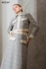 GRIS, BLEU JACQUARD PIED-DE-POL