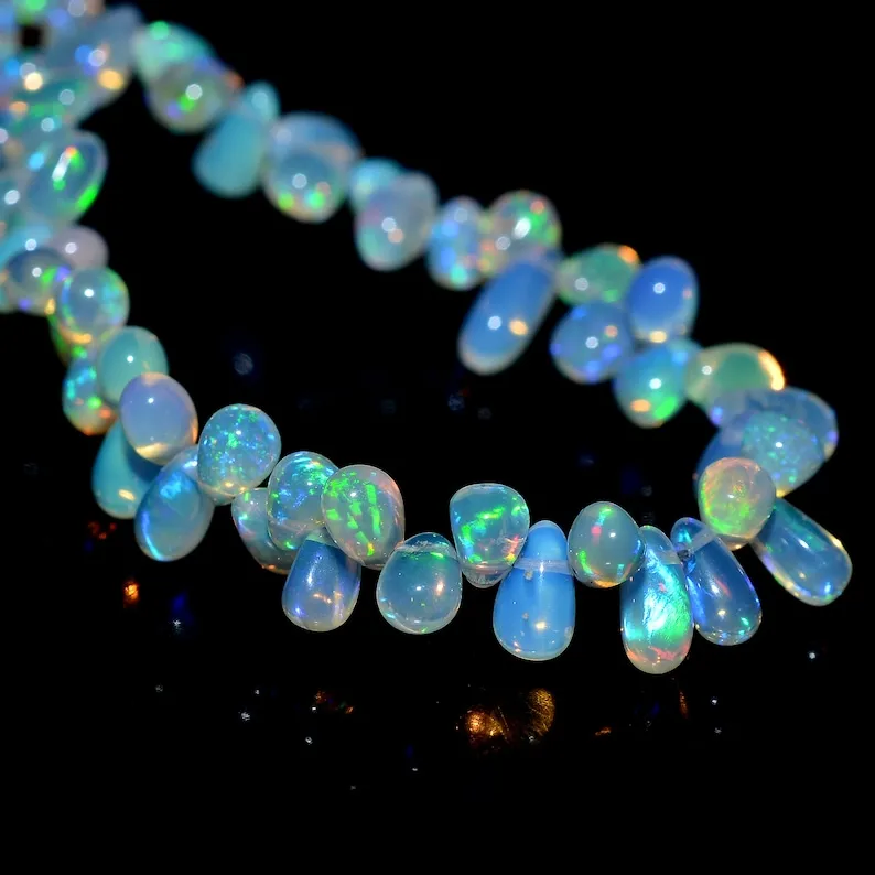 Multi Fire Ethiopian Opal Smooth Teardrop Beads 4-6mm Welo Fire Opal Beads for Jewelry Necklace Making by Wholesale Manufacturer