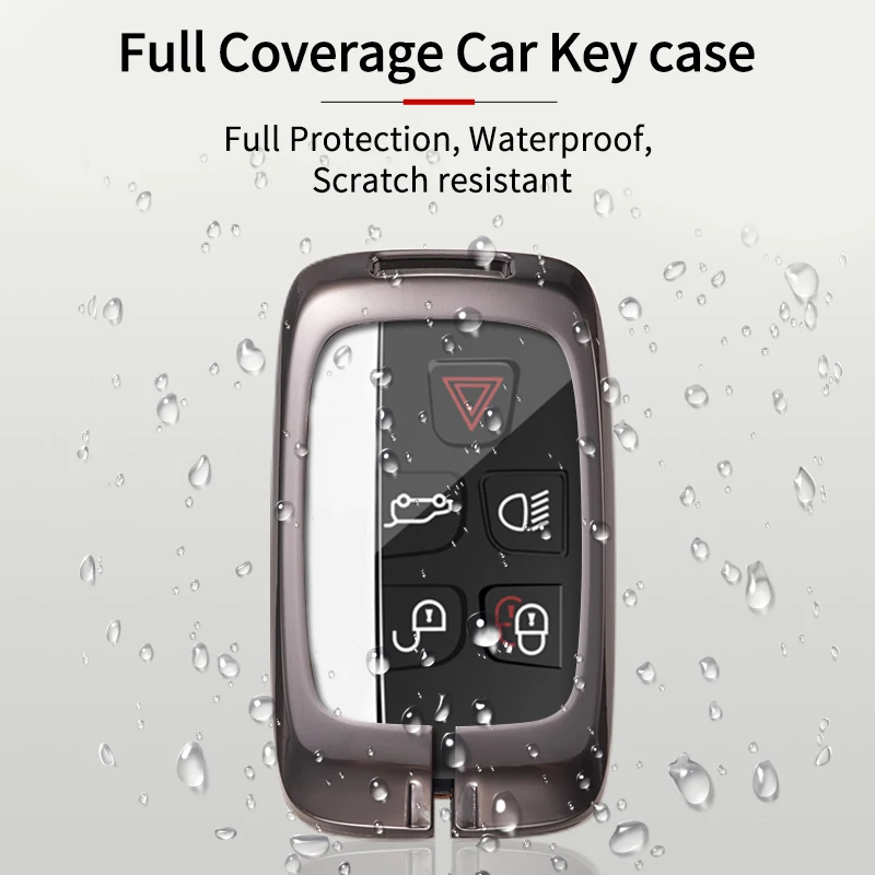 Car Key Case Full Cover for Jaguar XJ XK XKR XJL E-Pace F-Pace F-Type A9 A8 X8 XE XEL XF XFL C-X16 Guitar Keychain Accessories