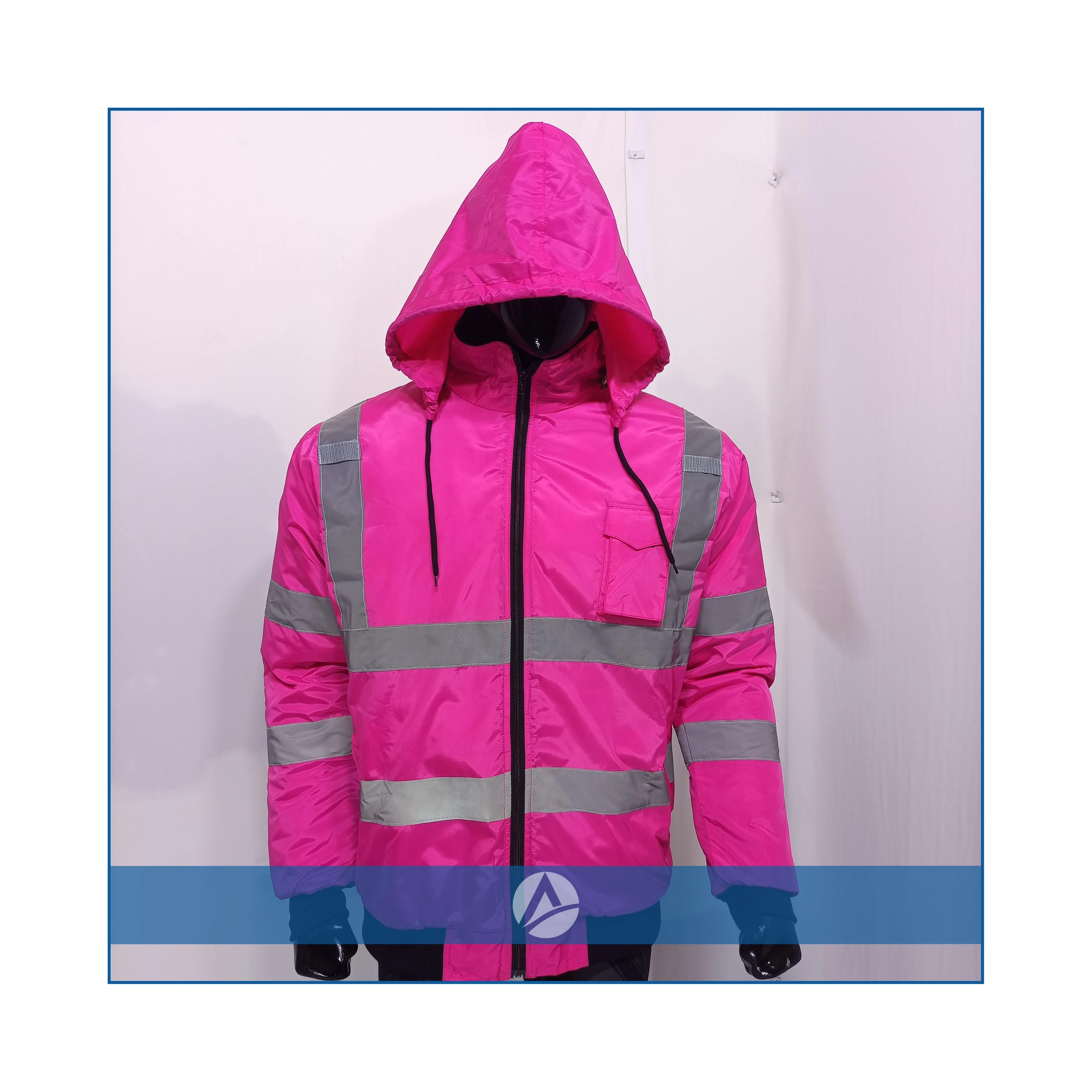 Wholesale Manufacture Hiviz Reflective Safety Jacket For Men With Front And Side Pockets And