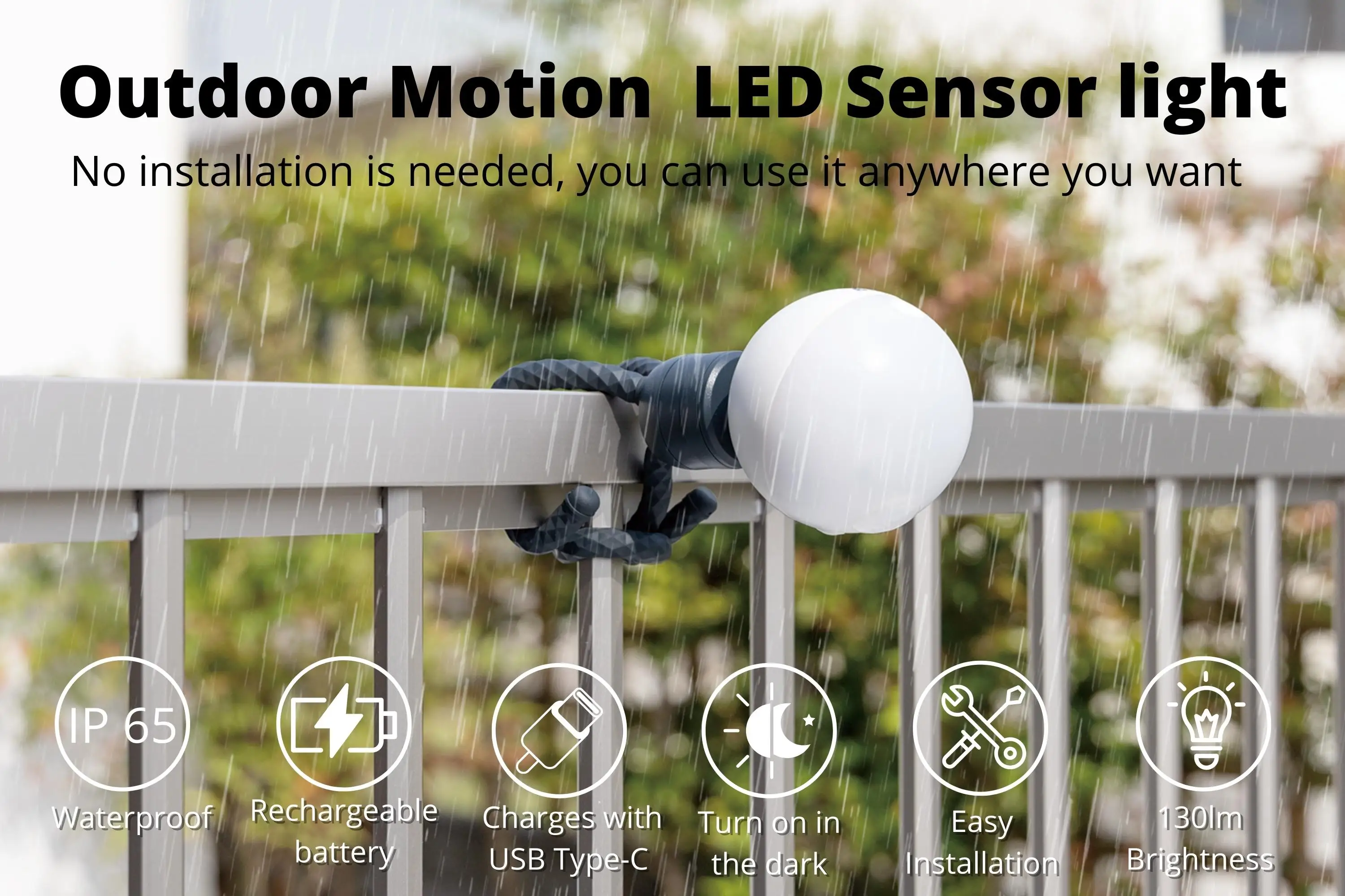 Rechargeable Led Security Lights Motion Sensor Light Outdoor Ip65 Waterproof With Tripod And