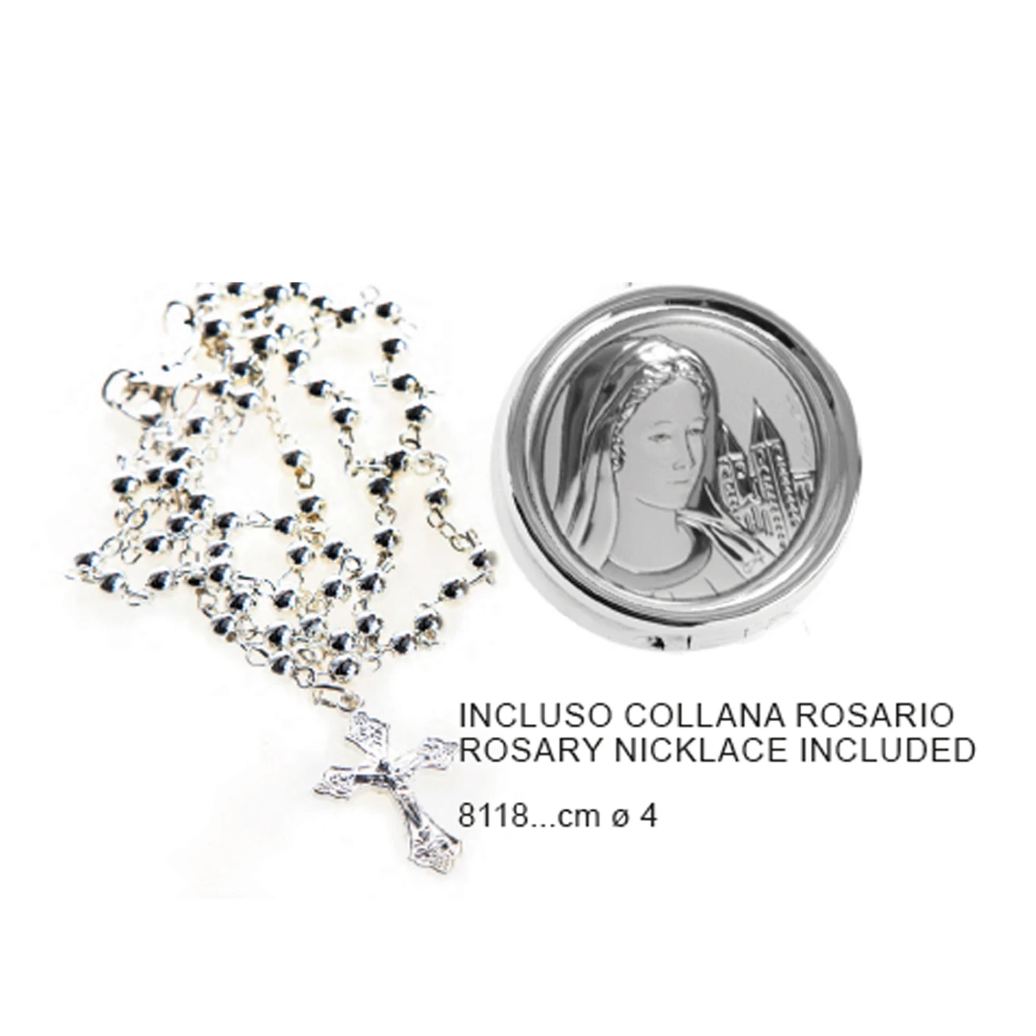 High Quality Pill Box with Virgin of Medjugorje and Sacred Rosary Included Mis 4,5 cm Religious Souvenir
