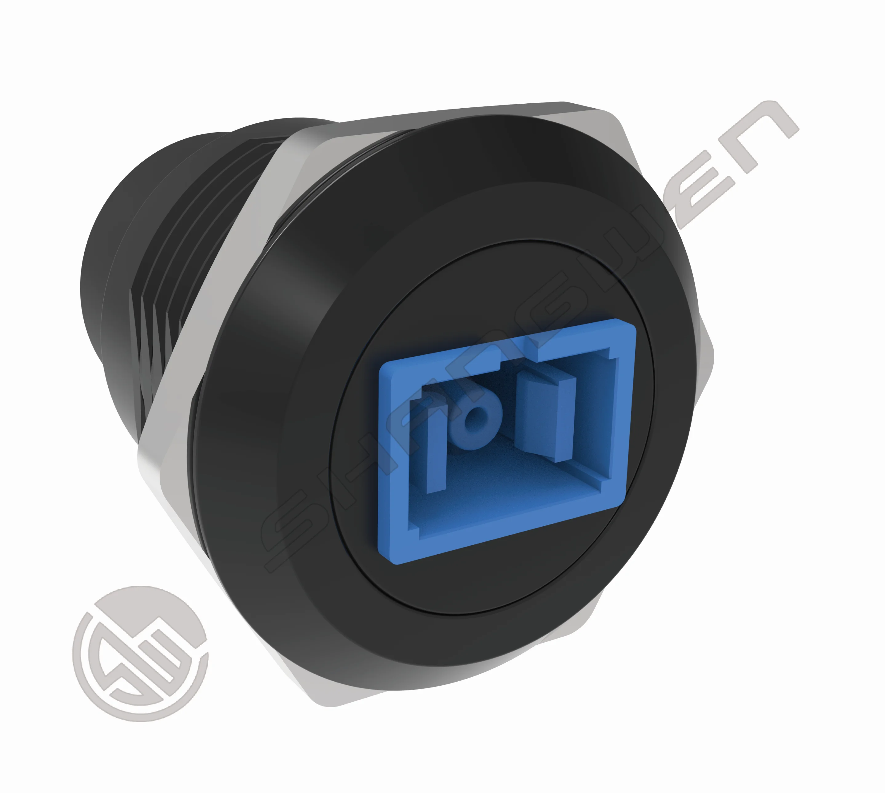 Single Mode Network SC Fiber Optic Panel Mount Coupler Black Female Female Zinc Alloy Embedded Threaded Fixed Mount Adapter